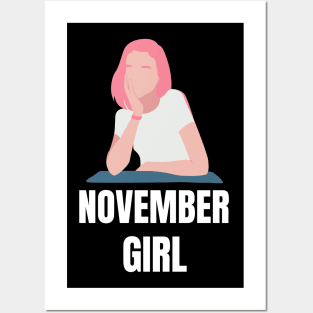 November Birthday Women Girl Pink Posters and Art